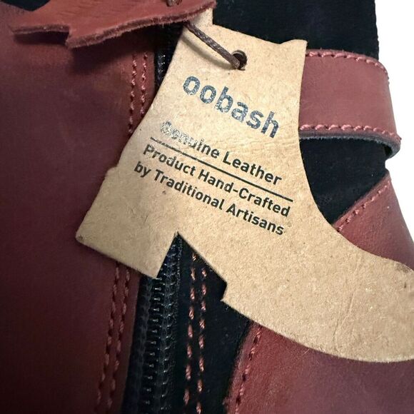 OOBASH Isabel Wine Wedge Bootie Boot Side Zip Leather Size 6 New Without Box - Picture 8 of 11